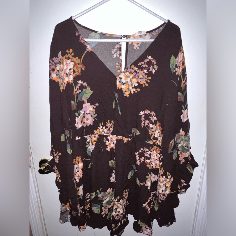 Brown floral romper